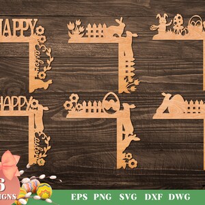 Easter Door Corners Laser Сut Files, SVG Vector Files for Cricut, Door Sign, Plywood, Glowforge, Instant Download