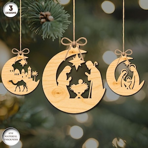 Nativity Moon Ornament Bundle, Nativity Night Laser Cut, Christmas Ornament SVG, Christmas Tree  Ornament, Laser Cut File, Xtool, Glowforge