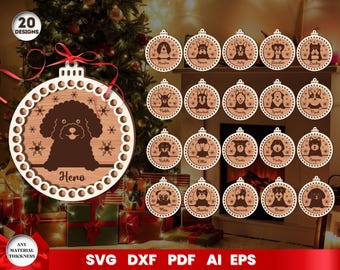 Dog Breed Christmas Ornaments, Popular Dog Breeds, SVG Bundle for Glowforge, Cricut, Vector, Instant Download