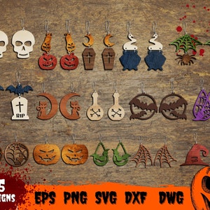 Halloween Earrings Cut SVG, Laser Cut, Glowforge, Halloween, Wooden, Cricut, Vector, Instant Download