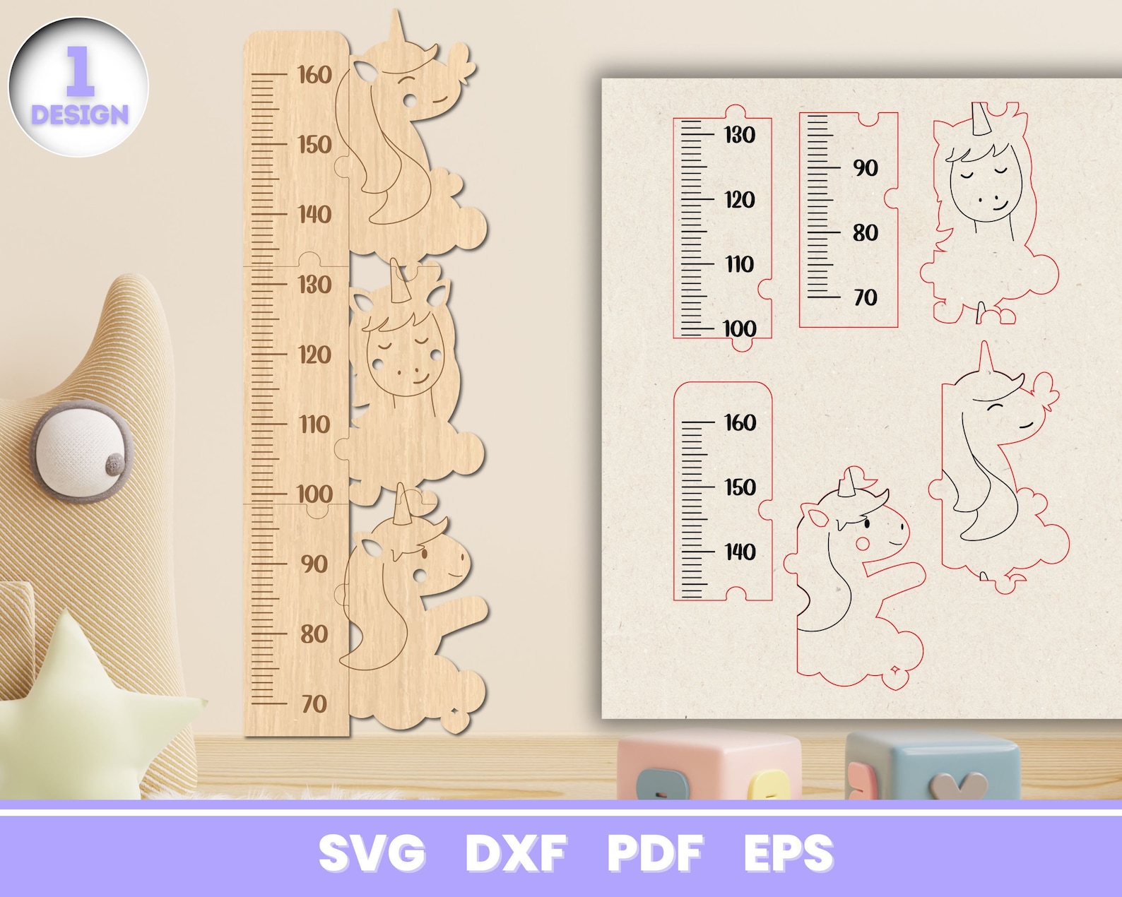 Kids Growth Chart Ruler Bundle, SVG Bundle for Glowforge, Children's ...