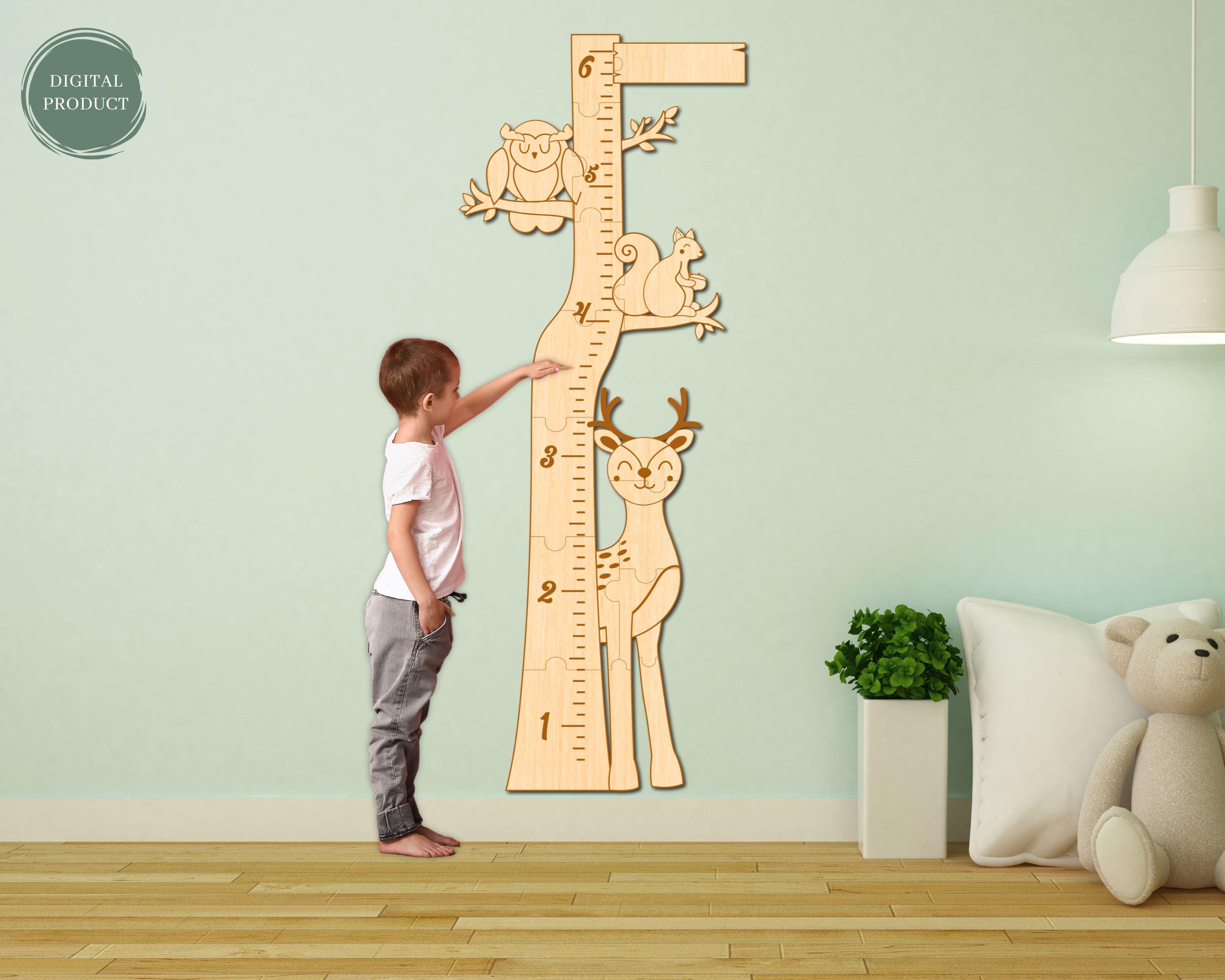 Woodland Animals Growth Chart Laser Cut, Nursery Growth Chart, Children Room Decor, Kids Growth Ruler, Xtool, Glowforge