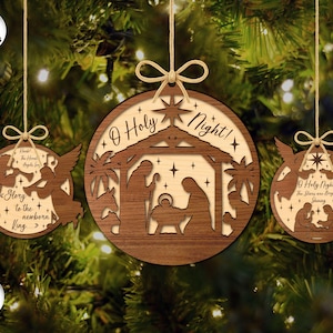 Round Nativity Ornaments Laser Cut, Christmas Ornament SVG, Christmas Decor SVG, Bible Quotes, Laser Cut File, Xtool, Glowforge