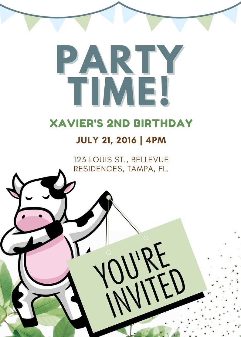 EDITABLE Printable Cow Invitation Card Cow Birthday Party - Etsy