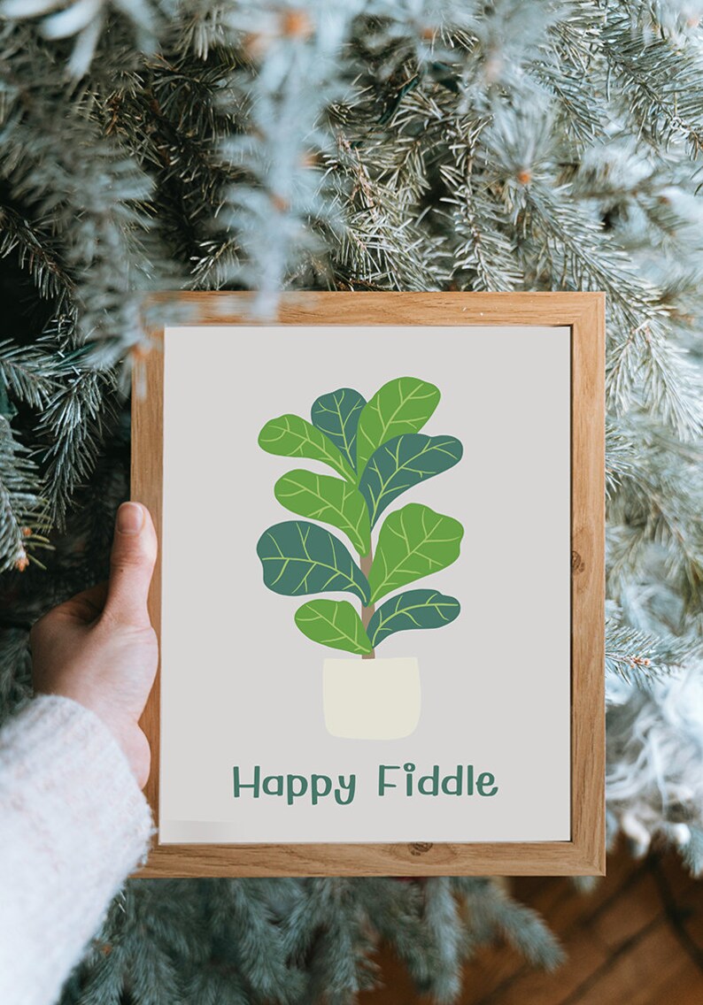 Happy Fiddle Fiddle Leaf Fig Digital Download Plant Prints Etsy