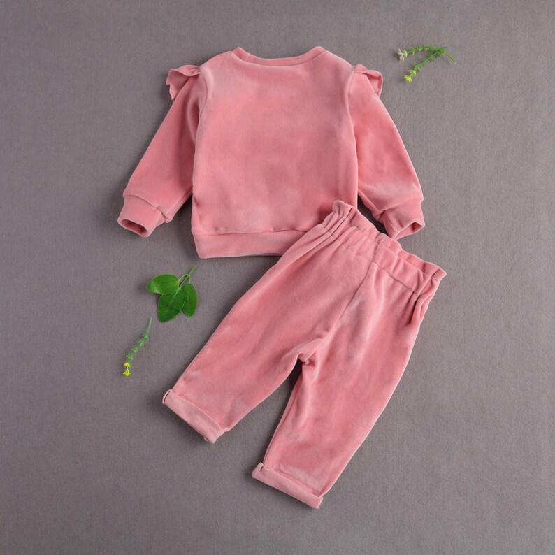 Pink Velvet Girl Clothing Velvet Baby Girl Clothing Ruffle Etsy