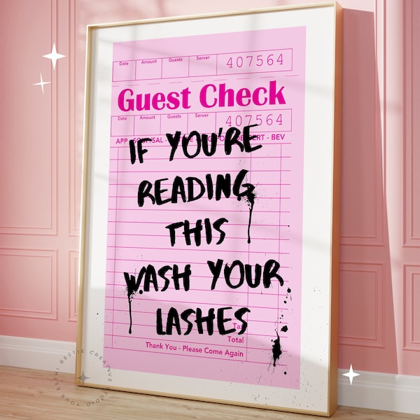 If You're Reading This Wash Your Lashes Wall Art Printable|Lash Tech Digital Art|Salon Decor|Lash Room Decor|Esthetician Decor|Guest Check