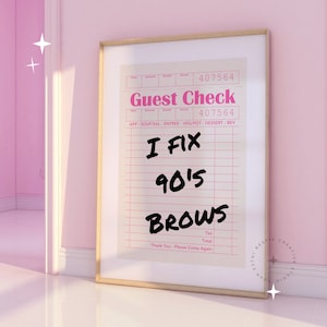 Arreglo cejas de los 90 - Arte de pared imprimible de artista de cejas / Arte digital BrowTech / Decoración de salón / Decoración de sala de pestañas / Decoración de esteticista / Arte de moda para cheques de invitados