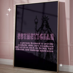 Estetikerdefinition Linjekonst Gudinna Väggkonst Utskrivbar | Lash Tech Digital Konst | Salongsdekor | Fransrumsdekor | Estetikerdekor |