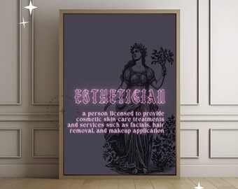 Esthetician Definition Goddess Wall Art Printable|Lash Tech Digital Art|Salon Decor|Lash Room Decor|Esthetician Decor| Line Art Goddess