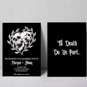 Halloween Til Death Do Us Part Engagement Party Invitation | Digital Download | Editable Spooky Skeleton Goth Engagement Wedding Invite