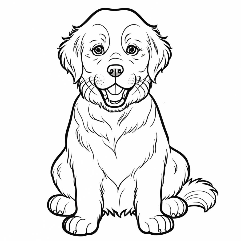 55 Easy Golden Retriever Coloring Pages for Kids, Printable Coloring ...