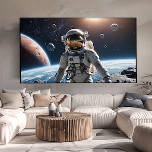 Astronut in Space with Landscape Overlook | Digital Art | AI IMAGE