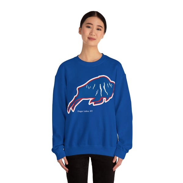 Buffalo love with a heart of the finger lakes!  Finger lakes gift tee,  Bills sweatshirt!