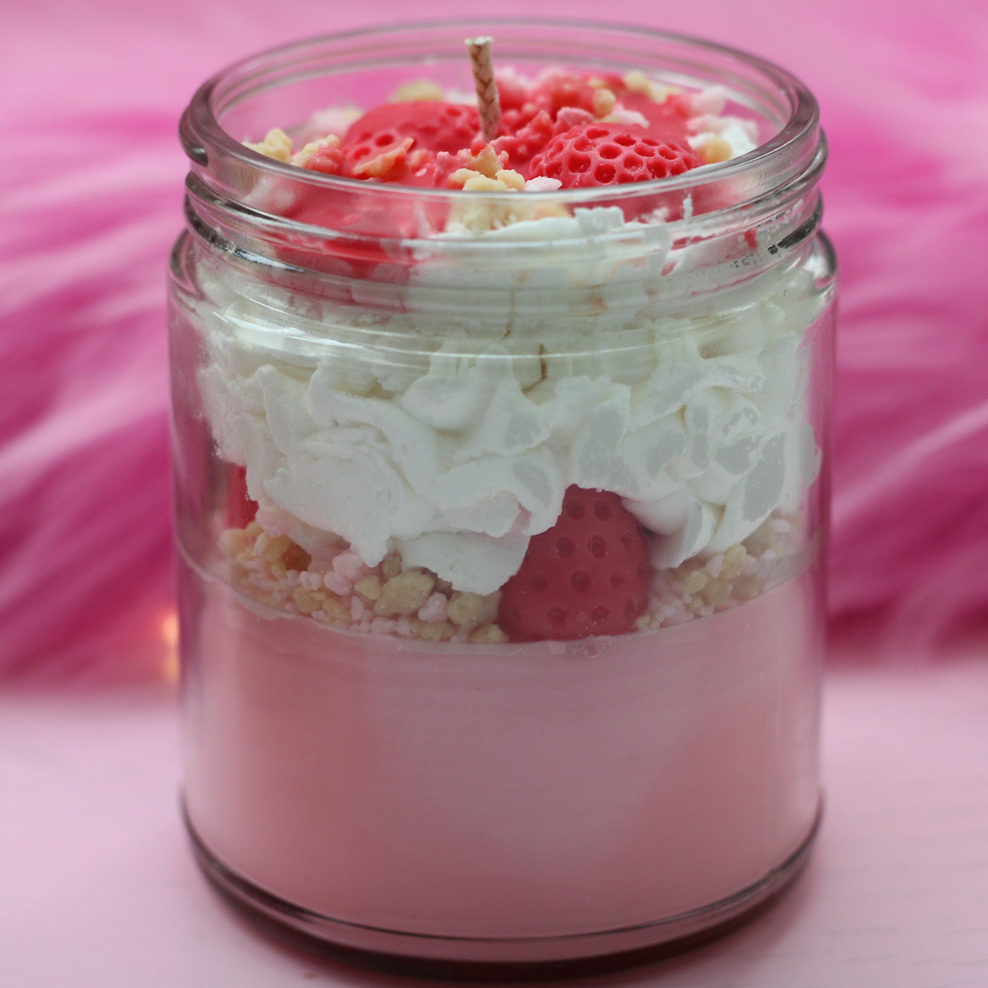 Strawberry Shortcake Candle Whipped Dessert Candle Cute Etsy