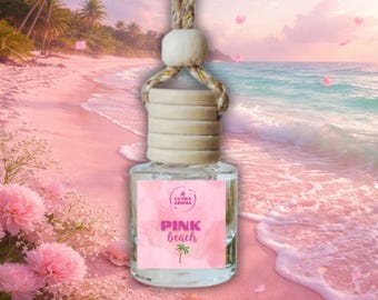 Pink Beach - Hanging Car Air Freshener - Car Accessory - New Car Gift - Feminine Car Diffuser Scent - Tropical Car Fresheners
