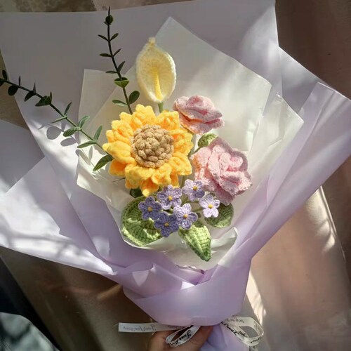 Handmade Flowers Bouquet Crochet Flower Bouquetsunflower Etsy