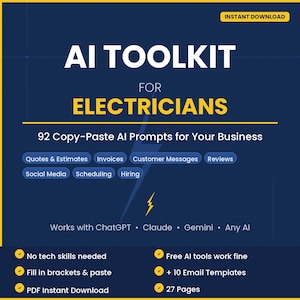 AI-aanwijzingen voor elektriciens | ChatGPT Business Toolkit (digitale download, PDF)