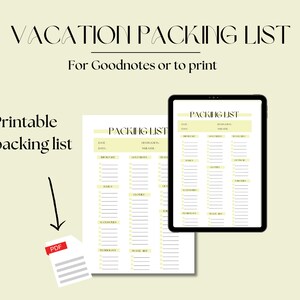 Vacation packing list
