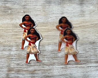Moana Flat Back Planar Resin | GLITTER | Hair Bow Center, Key Ring, Scrapbook Embellishment