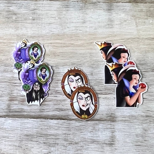 Snow White and the Seven Dwarfs Flat Back Planar Resin | Evil Queen Hag | Hair Bow Center, Key Ring, Scrapbook Embellishment