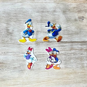 Conjunto completo de Donald y Daisy Duck Flat Back Planar Resin / Hair Bow Center, Key Ring, Scrapbook Adorno