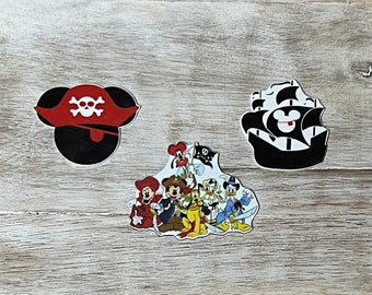Complete set piraat Mickey Mouse en vrienden Flat Back Planar Resin | Haarboogcentrum, sleutelhanger, plakboekversiering