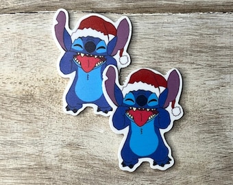 Stitch Santa Flat Back Planar Resin | Christmas | Hair Bow Center, Key Ring, Scrapbook Embellishment