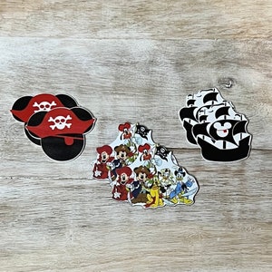 Pirata Mickey Mouse e amigos resina planar com parte traseira plana | Centro de laço de cabelo, chaveiro, enfeite de álbum de recortes