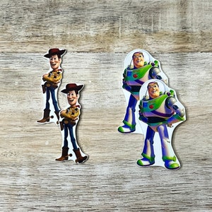 Resina planar com parte traseira plana de Toy Story | Woody e Buzz Lightyear | Centro de laço de cabelo, chaveiro, enfeite de álbum de recortes
