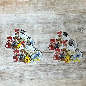 Pirata Mickey Mouse e amigos resina planar com parte traseira plana | BRILHO | Centro de laço de cabelo, chaveiro, enfeite de álbum de recortes