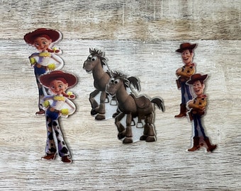 Toy Story Flat Back Planar Resin | GLITTER | Woody, Jesse, Bullseye | Hair Bow Center, Key Ring, Scrapbook Embellishment