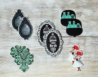 Haunted Mansion Attraction Flat Back Planar Resin | Hair Bow Center, Key Ring, Scrapbook Embellishment
