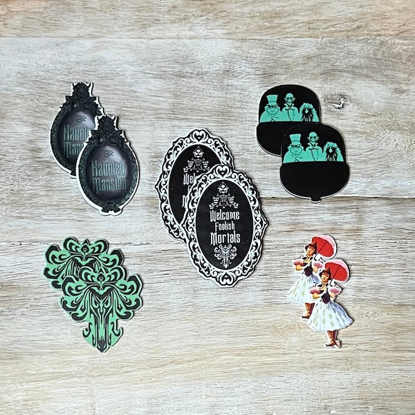 Haunted Mansion Attraction Flat Back Planar Resin | Hair Bow Center, Key Ring, Scrapbook Embellishment