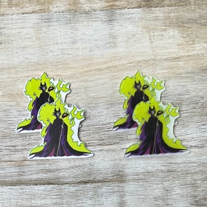 Bela Adormecida Resina Planar com Costas Planas | GLITTER Malévola | Centro de laço de cabelo, chaveiro, enfeite de álbum de recortes