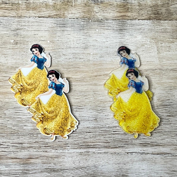 Snow White and the Seven Dwarfs Flat Back Planar Resin | GLITTER | Hair Bow Center, Key Ring, Scrapbook Embellishment