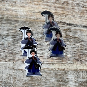 Mary Poppins platte achterkant vlakke hars | GLITTER | Haarboogcentrum, sleutelhanger, plakboekversiering