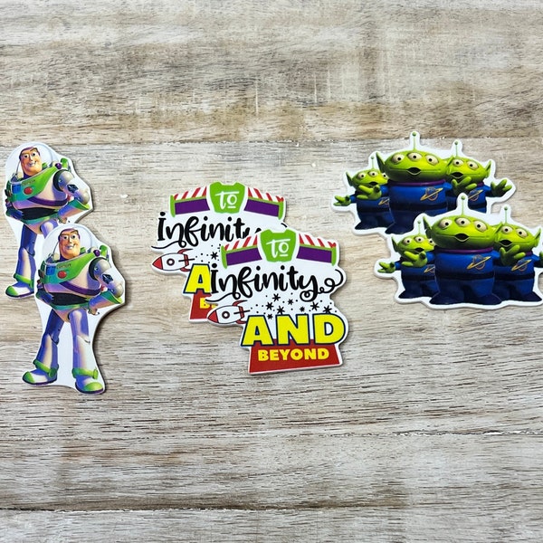 Toy Story Flat Back Planar Resin | To Infinity & Beyond, Buzz Light Year, Aliens | Hair Bow Center, Key Ring, Scrapbook Embellishment