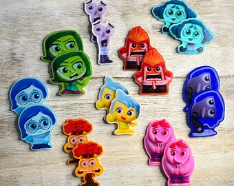 Inside Out 2 Flat Back Planar Resin | GLITTER | Embarrassment, Anxiety, Envy, Ennui | Hair Bow Center, Key Ring, Scrapbook Embellishment