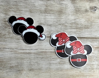 Mickey and Minnie Flat Back Planar Resin | Christmas | Hair Bow Center, Key Ring, Scrapbook Embellishment