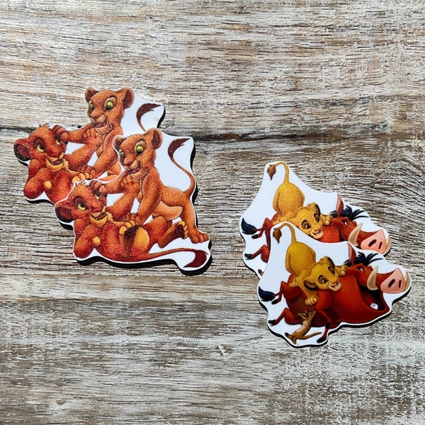 Lion King Flat Back Planar Resin | Timon, Pumbaa, Nala, Simba | Hair Bow Center, Key Ring, Scrapbook Embellishment