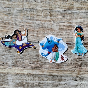 Juego completo de Aladdin Flat Back Planar Resin / Jasmine, Genie / Hair Bow Center, Key Ring, Scrapbook Adorno