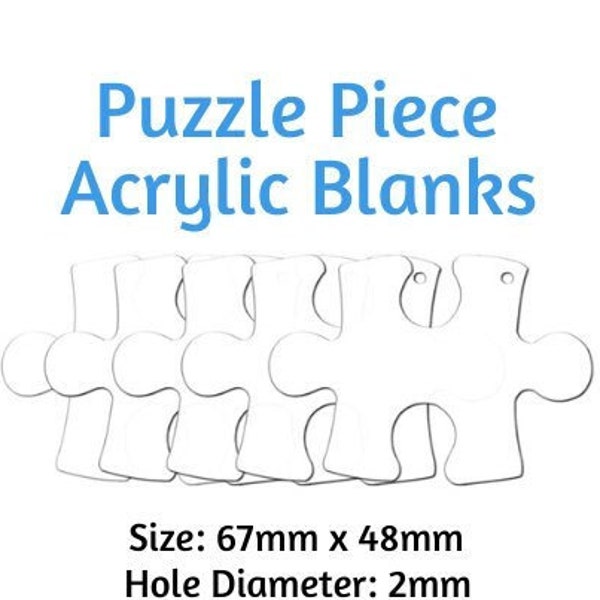 Puzzle Piece Acrylic Blanks 67mm x 48mm for Keychains, Badge Reels, Ornaments