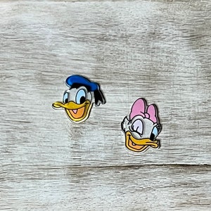 Ensemble complet de résine planaire à dos plat Donald et Daisy Duck | PAILLETTES | Centre d'arc de cheveux, porte-clés, embellissement d'album