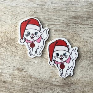 おしゃれキャット フラットバック プラナーレジン | クリスマス マリー | ヘアリボンセンター、キーホルダー、スクラップブック装飾