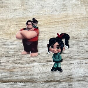 Conjunto completo de resina planar com parte traseira plana Wreck It Ralph | Vanellope von Schweetz | Centro de laço de cabelo, chaveiro, enfeite de álbum de recortes