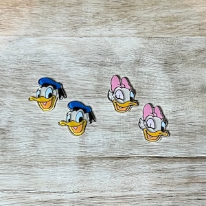 Donald et Daisy Duck en résine planaire à dos plat | PAILLETTES | Centre d'arc de cheveux, porte-clés, embellissement d'album