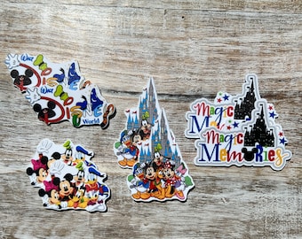 Magic Memories Flat Back Planar Resin / Mickey, Minnie, Donald, Daisy, Pluto / Hair Bow Center, Key Ring, Scrapbook Adorno