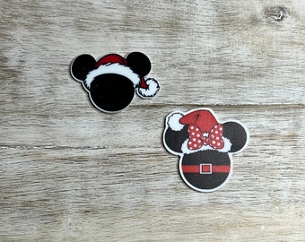 Complete Set of Mickey and Minnie Flat Back Planar Resin | Christmas | Hair Bow Center, Key Ring, Scrapbook Embellishment