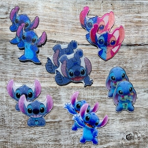 Lilo und Stitch Flat Back Planar Harz | Engel, Scrump | GLITZER | Haarschleife, Schlüsselring, Scrapbook Verschönerung